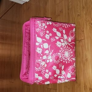 Thirty-One Large Cosmetic Bag, Pink/White